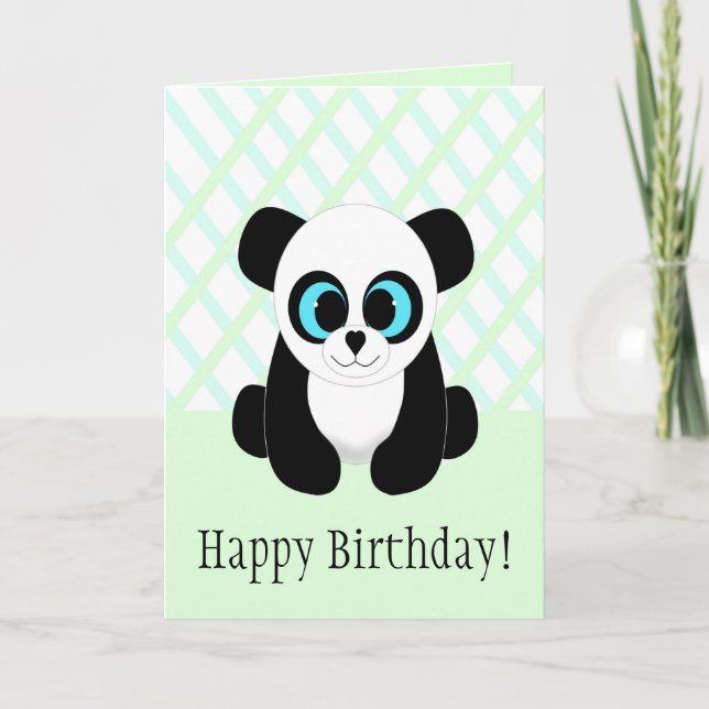 Cartão de Aniversário de Urso Panda Bonito (Frente)