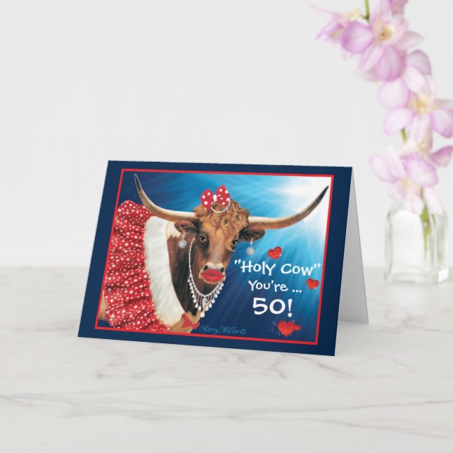Cartão de Aniversário de Vaca Cômica (Orquídea)