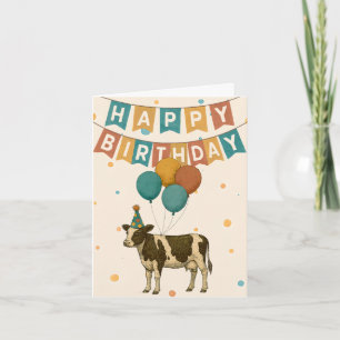 Cartão de Aniversário de Vaca - Festa Engraçada