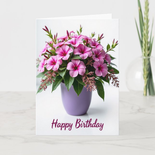 Cartão de Aniversário de Vaso de Lavanda (Frente)
