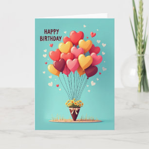 Cartão de Aniversário de Vaso Floral