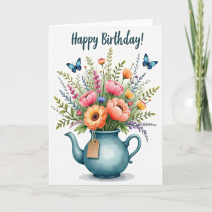 Cartão de Aniversário de Vaso Vibrante