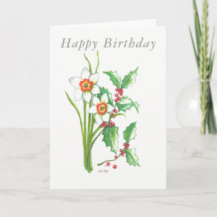 Cartão de aniversário de vazio Dezembro flores d