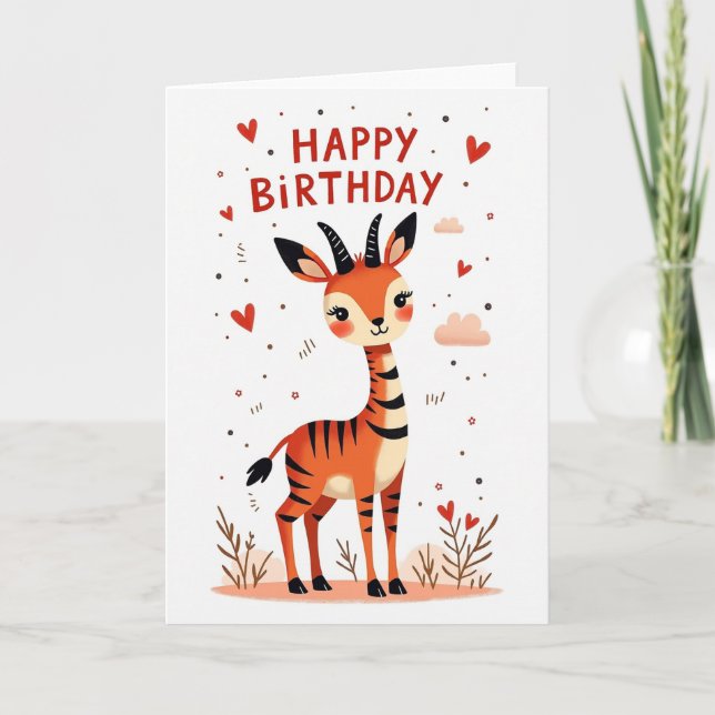 Cartão de Aniversário de Veado Caprichoso (Frente)