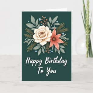 Cartão de Aniversário de Vegetação Elegante