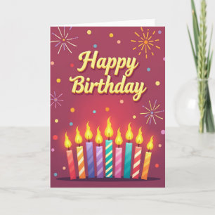 Cartão de Aniversário de Vela Acesa