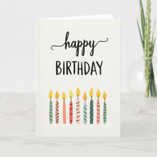 Cartão de Aniversário de Vela Listrada