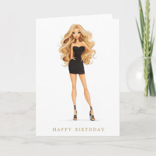Cartão de Aniversário de Vestido Preto Pequeno e G