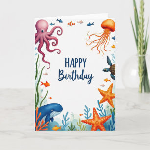 Cartão de Aniversário de Vida Marinha