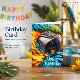 Cartão de aniversário de vida selvagem de papagaio