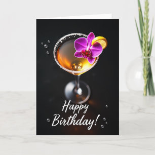 Cartão de Aniversário de Vidro Âmbar Luxuoso