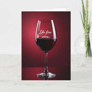 Cartão de Aniversário de Vinho Elegante