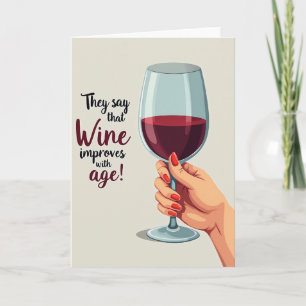Cartão de Aniversário de Vinho Envelhecido