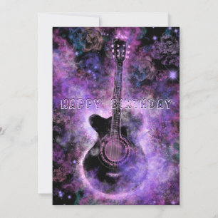 Cartão de Aniversário de Violão Musical