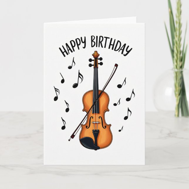 Cartão de Aniversário de Violino (Frente)