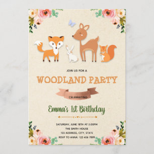 Cartão de aniversário de Woodland