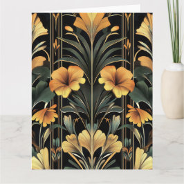 Cartão de Aniversário Deco Blue Leaf