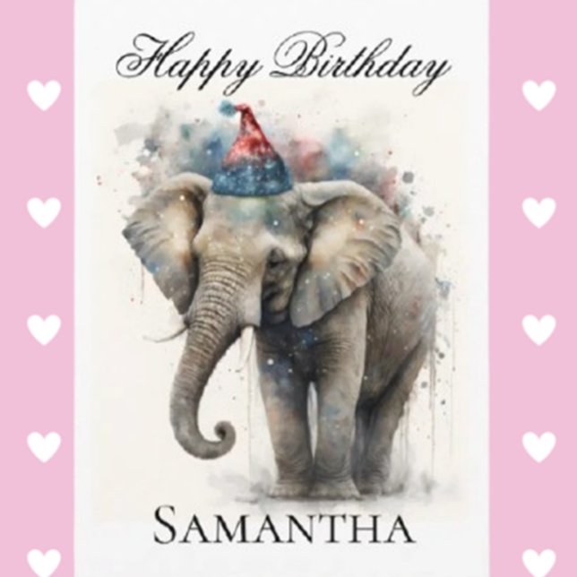 Cartão de Aniversário Desejando Feliz Aniversário  (Celebrate a special day with our Happy Birthday Elephant Folded Greeting Card.)