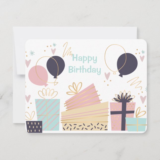 Cartão de Aniversário Desenhado à Mão  (Frente)