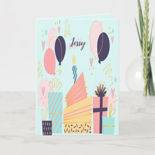 Cartão de Aniversário Desenhado à Mão (Frente)