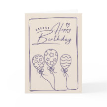 Cartão de aniversário desenhado à mão