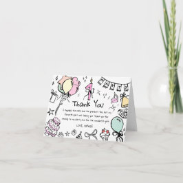 Cartão de Aniversário Desenhado à Mão Agradecendo