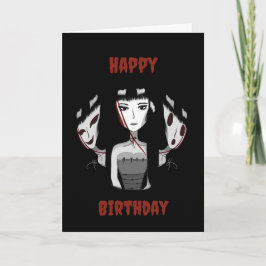 Cartão de Aniversário Desenhado à Mão de Garota Em