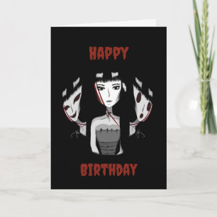 Cartão de Aniversário Desenhado à Mão de Garota Em