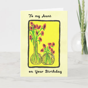 Cartão de aniversário desenhado à mão para tia