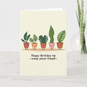 Cartão de Aniversário Desfile de Plantas Fofas