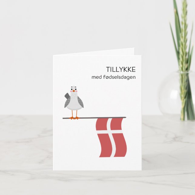 Cartão de aniversário dinamarquês - Tillykke med f (Frente)