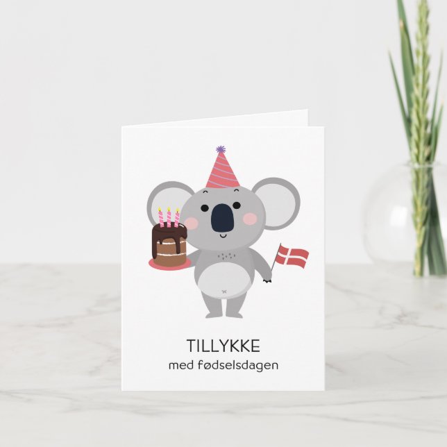 Cartão de aniversário dinamarquês - Tillykke med f (Frente)