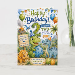 Cartão de Aniversário Dino-Mite 2 anos