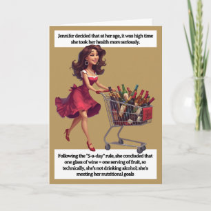 Cartão de Aniversário Divertido  Carrinho de Vinho