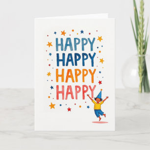 Cartão de Aniversário Divertido com Aquarela