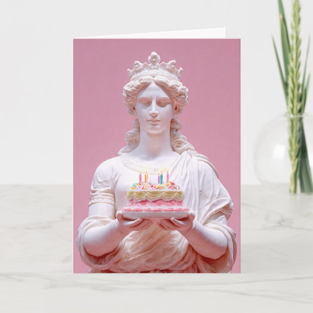 Cartão de Aniversário Divertido com Estátua Grega  (Frente)
