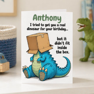 Cartão de Aniversário Divertido de Dinossauro Pers