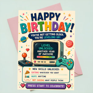 Cartão de Aniversário Divertido de Jogador Retro A