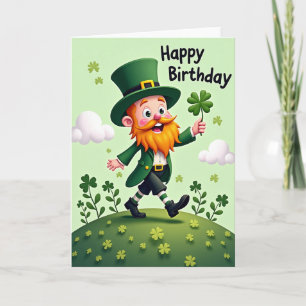 Cartão de Aniversário Divertido do Leprechaun