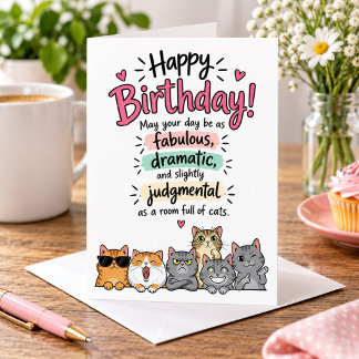 Cartão de Aniversário Divertido para Amante de Gat