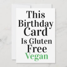 Cartão de Aniversário Divertido Vegano e Sem Glúte