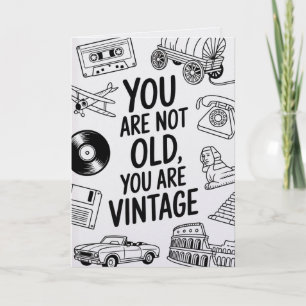 Cartão de Aniversário Divertido Vintage Retrô com