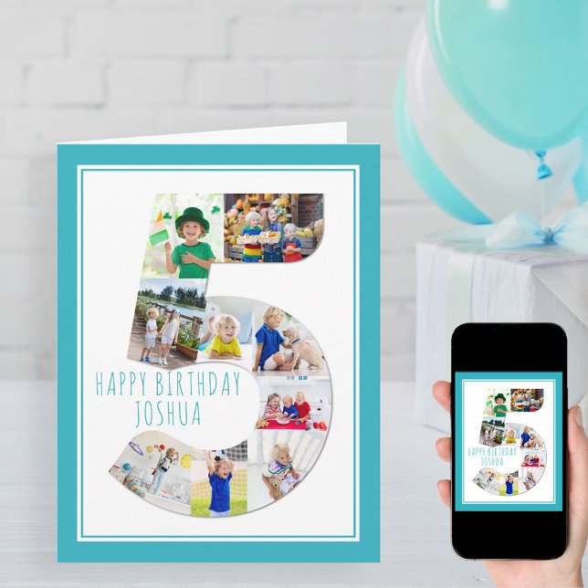 Cartão de Aniversário do 5 de Foto Número 5 (Criador carregado)