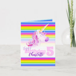 Cartão de Aniversário do 5 do Unicorn