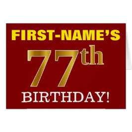 Cartão de Aniversário do "77º ANIVERSÁRIO", vermel