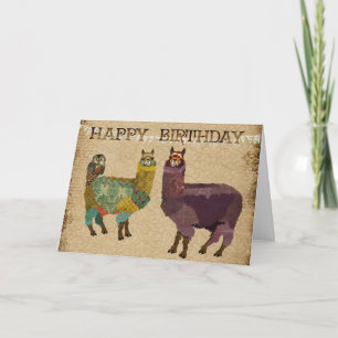 Cartão de Aniversário do Alpacas e do Teal Owl