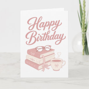 Cartão de Aniversário do Amante do Livro Rosa Boni