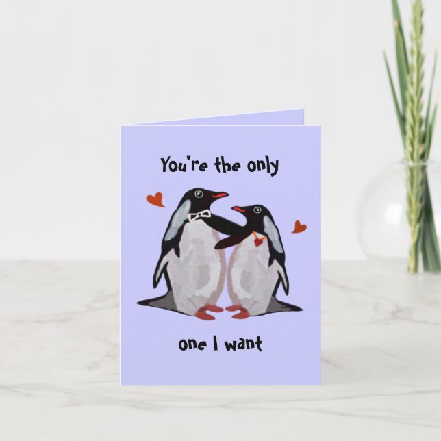 Cartão de Aniversário do Amor de Pinguim (Frente)
