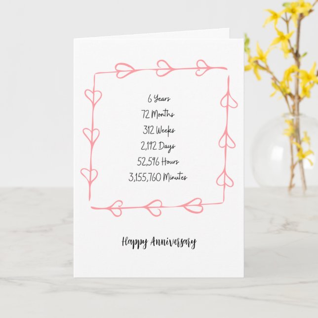 Cartão de Aniversário do Ano 6 (Flor Amarela)