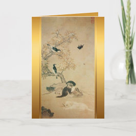 Cartão de Aniversário do Ano do Cão com Pintura Co